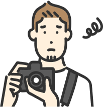 困っているカメラマンのイラスト