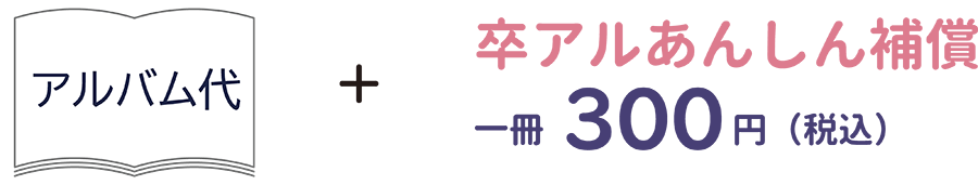 アルバム代 + 卒アルあんしん補償 1冊300円(税込み)